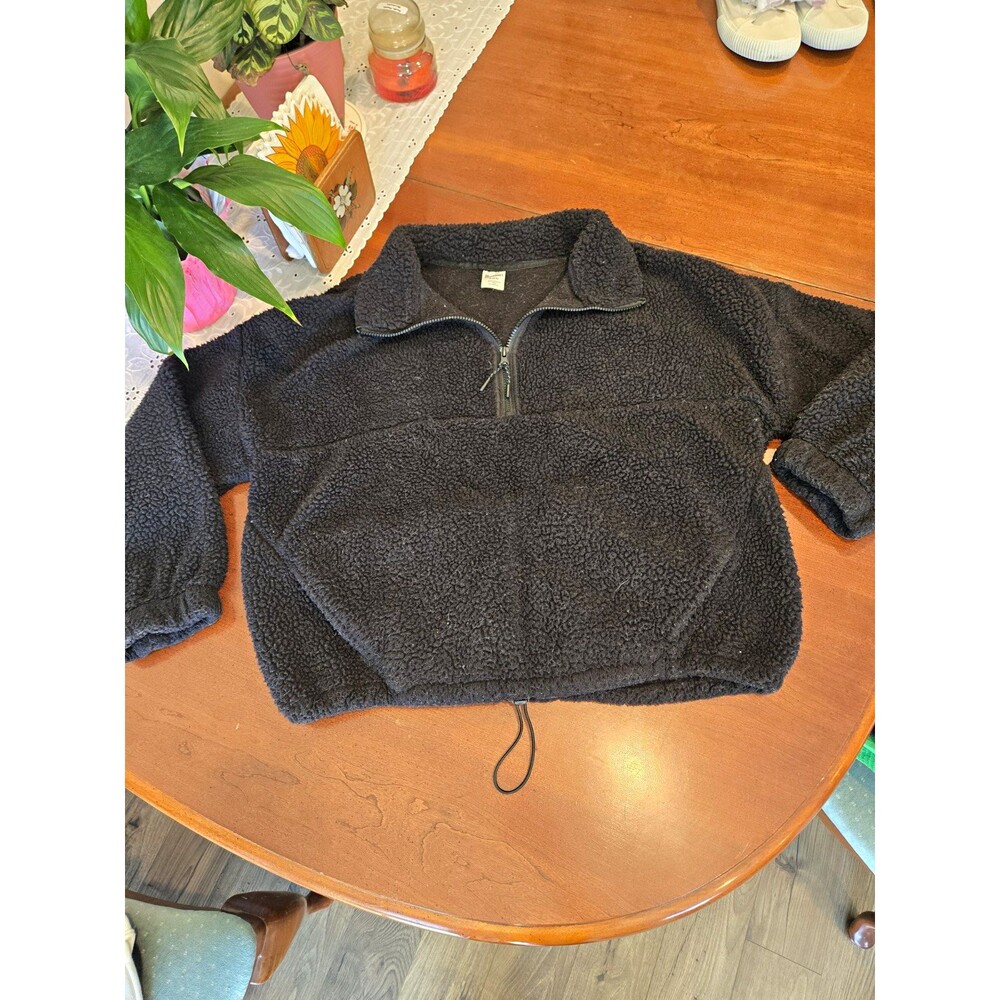 No Boundaries Women's XL Black Sherpa Fleece 1/4 Zip Mock Neck Pullover Sweater